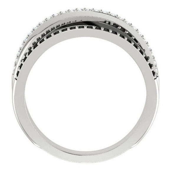 Multi Rows 925 Silver White & Black Sapphire Ring - Picture 5 of 5